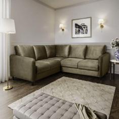 Sofá de Canto Orquídea 5 Lugares em Veludo Cabecasa Madeiramadeira Marrom