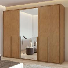 Guarda-Roupa Casal Imperatore 6 Portas com Espelho 100% Mdf Amêndoa Clean - Móveis Lopas