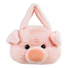 Bolsa Rosto Porco Rosa 15x23cm - Pelúcia