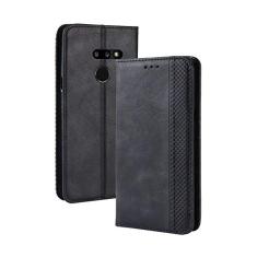 Capa para LG G8 THINQ, carteira de couro com suporte flip para LG G8 THINQ, capa magnética retrô para celular, capa carteira com compartimentos para cartão