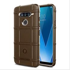 Capa para LG V40, proteção robusta, material TPU de fibra de carbono, macio, antiderrapante, macio, anti-impressão digital, capa totalmente protetora para LG V40