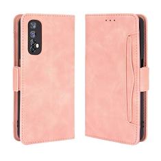 Capa com compartimento para cartão para Oppo Realme Narzo 20 Pro, capa flip carteira com suporte de couro para Oppo Realme Narzo 20 Pro, capa magnética retrô para celular, capa carteira com