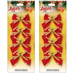 Kit 36 Laços De Bolinhas Pingentes Dourado Brilhante 10cm