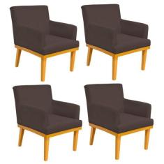 Kit 04 Poltronas Decorativa Para Sala de Estar Base Mel Beatriz W01 Su