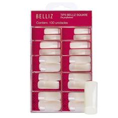 Tips Para Alongamento de Unhas Belliz 100 Unidades, Transparente