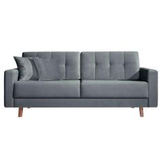 Sofá 3 Lugares Acqua Veludo Cinza - Mobly