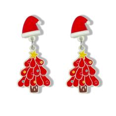 MAQVQLU Brincos de Natal para mulheres, enfeite de Natal, guirlanda torcida, brincos de argola de Natal, vermelho, verde, colorido, brincos de argola de pressão, brincos de Natal para meninas, Metal, Sem pedra preciosa