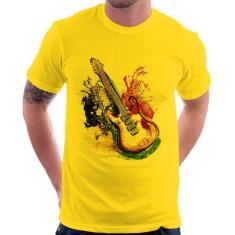 Camiseta Guitarra Reggae - Foca na Moda, Amarelo, P