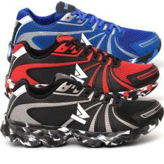 kit 3 Tenis oldsen masculino colorado caminhada corrida academia, Azul