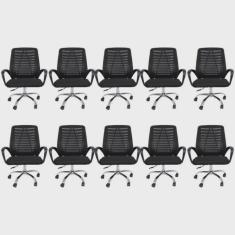 Kit 10 Cadeiras de Escritório Diretor Tela Mesh Cádis