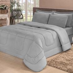 Kit Edredom Confort Casa Dona Dupla Face Casal Queen 6 Pçs Com Lençol 