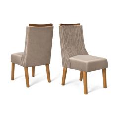 Cadeira Sala De Jantar Jade Kit 2 Un Carvalho Nobre/veludo Kraft - Dj Móveis