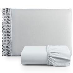 Jogo De Lençol Suave Lese Percal 180 Fios Solteiro 2 Peças Barato - Cinza