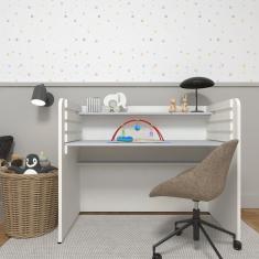 Escrivaninha - Mesa Infantil Com Regulagem De Altura Branco-cinza Cristal
