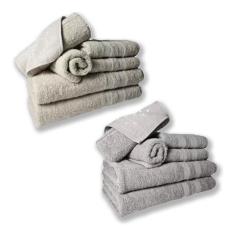 Jogo De Toalhas 4 Banhos 4 Rostos 4 Pisos Grossa Bege+cinza