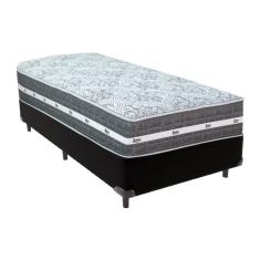Cama Box Preto E Colchão Black Graphite Molas Ensacadas Solteiro 88x188x27 Anjos