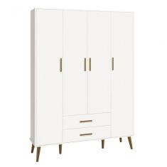 Guarda-roupa Retrô 4 Portas Isis Branco Fosco - Moveisaqui