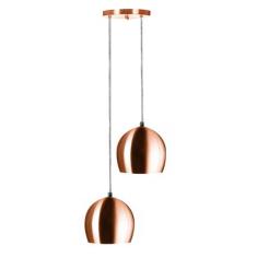 Lustre Pendente Aluminio Bola Duplo 15cm New Cobre - MARRYLUZ