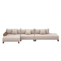 Sofá de Canto 5 Lugares Esquerdo Osaka Tecido Bege