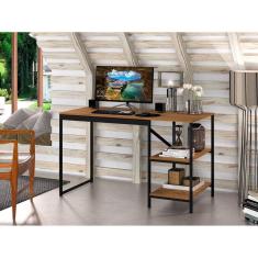 Escrivaninha 2 Prateleiras Slim Espresso Móveis Preto/Canela Rústico