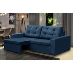 Sofá Retrátil 2 Lugares 1,80m Liz Suede Azul Adonai Estofados