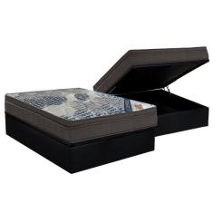 Cama Box Baú Casal: Colchão Molas Ortobom SuperPocket Fort Tech ISO + Base CRC Courano Black(138x188)