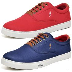 Sapatênis Masculino Casual Confortável Lona Polo Blu Kit 2-Masculino