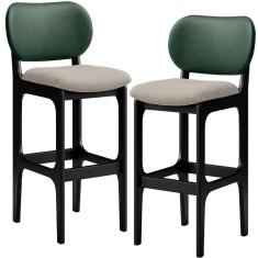Kit 2 Banquetas Alta Cozinha Betta L02 Preto Verde Bege