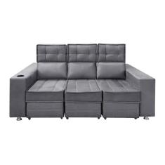 Sofá Retrátil E Reclinável 3 Lugares Londres 2.10cm C-molas Chumbo