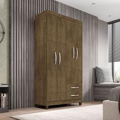 Guarda Roupa Solteiro Aspen 4 Portas 2 Gavetas I01 Malbec - Clique Chique Móveis