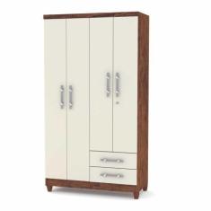 Guarda Roupa Solteiro 4 Portas Line 1006591 Imbuia Champanhe Vila Rica