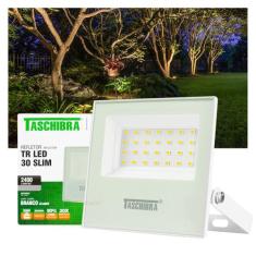 Refletor Taschibra TR LED 30 Slim Branco, Luz Quente 3000K