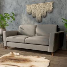 Sofá Sala de Estar Living 3 Lugares 260cm Presley Pés Madeira Linho Ci