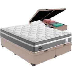 Cama Box Baú e Colchão Berlim Molas Ensacadas Queen Probel, Bege