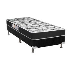 Cama Box Solteiro: Colchão Espuma Luckspuma D28 Celebrity + Base Crc Suede Black(88X188)