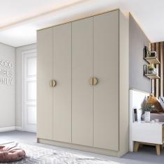 Guarda-roupa Solteiro 100% Mdf Bp 4 Portas 2 Gavetas Asti Panna