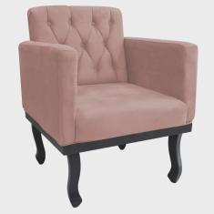 Poltrona Classic Pés Luís xv Suede Rosê - Amarena Móveis