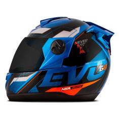 Capacete evolution g8 evo brilhante + viseira fumê - PRO TORK, AZUL - 
