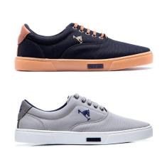 Tênis Masculino Casual Em Lona Polo Joy Solado Reto Kit 2-Masculino