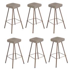 Kit 06 Banqueta Alta Lira Bronze Bege