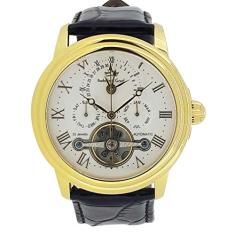 ROEBELIN & GRAEF Relógio de pulso automático multifuncional unissex com mostrador duplo de hora e dia, mês, data, Dourado, Exclusivo, glamoroso