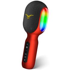 Microfone karaokê sem fio SingFree, microfone Bluetooth portátil 5-em-1 com 4 modos de som, RGB luz, alto-falante embutido, máquina karaoke profissional para carro party, presente para infantil adulta