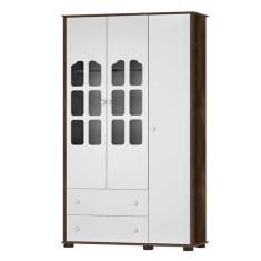 Guarda Roupa Infantil 3 Portas e 2 Gavetas Amore 100% MDF Cor Branco Teka Touch - Matic Móveis