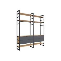 guarda-roupa closet modulado industrial philly 4 gv cedro e grafite 197 cm