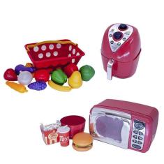 Menino Brinquedo Infantil Cozinha Eletro Mercado 19Peças