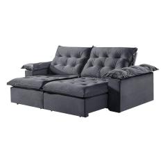 Sofá 4 Lugares Retrátil E Reclinável Martins M-147 Veludo Grafite