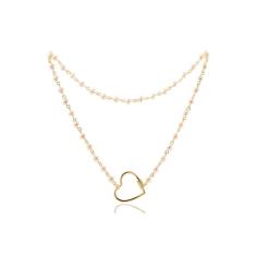 Colar De Pérola Torneada Com Fecho Em Forma De Coração [F027]