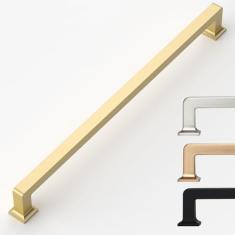 9BUILD Pacote com 6 puxadores de armário dourados longos - puxadores de cozinha e guarda-roupa de 30 cm