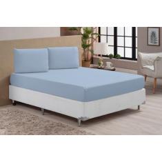 Jogo De Lençol Queen 3 Peças Percal 100% Algodão - Elohim_Store, Azul 