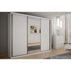 Guarda Roupa Casal 3 Portas de Correr (1 c/ Espelho) e 6 Gavetas Paradizzo/Palazzo Branco - Novo Horizonte